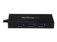 StarTech.com Hub USB 3.0 de Aluminio con Cable - Concentrador de 3 Puertos USB con Adaptador de Red Ethernet Gigabit Externo - hub - 3 puertos