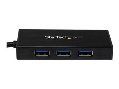  STARTECH.COM  Hub USB 3.0 de Aluminio con Cable - Concentrador de 3 Puertos USB con Adaptador de Red Ethernet Gigabit Externo - hub - 3 puertosST3300GU3B