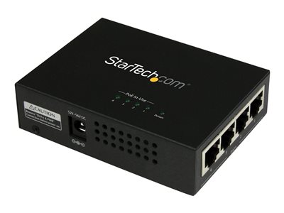  STARTECH.COM  Inyector de Alimentación PoE Power over Ethernet Midspan 4 Puertos Gigabit RJ45 de Pared - 30,8W por Puerto - 802.3at af - inyector de coPOEINJ4G