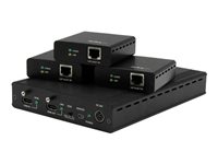 StarTech.com Juego Extensor HDBaseT de 3 Puertos - Alargador HDMI por Cable Cat5 con 3 Receptores - Hasta 4K - Sistema de Distribución - alargador para vídeo/audio