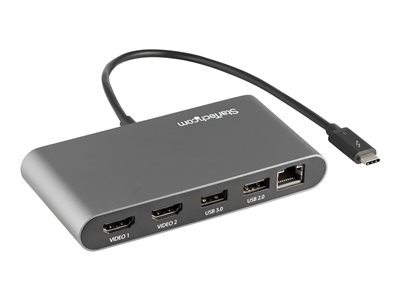  STARTECH.COM  Mini Docking Station Thunderbolt 3 para Portátil - Replicador de Puertos 2xHDMI 4K - con Hub Ladrón 2x USB-A - (TB3DKM2HDL) - estación deTB3DKM2HDL