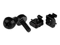 StarTech.com Paquete de 100 Tornillos y Tuercas Enjauladas Cage Nuts M5x12mm para Armarios Rack - Negro - tornillos y tuercas para bastidor