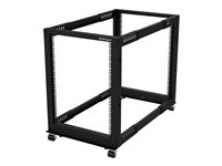 StarTech.com Rack de Marco Abierto con Profundidad Ajustable de 4 Columnas 15U y 19 Pulgadas con Ruedas/Niveladores y Anillas de Gestión de Cableado - Armario Rack Autoportante con Ruedas - (4POSTRACK15U) - rack - 15U