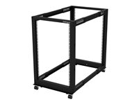StarTech.com Rack de Marco Abierto con Profundidad Ajustable de 4 Columnas 18U y 19 Pulgadas con Ruedas/Niveladores y Anillas de Gestión de Cableado - Armario Rack Autoportante con Ruedas - (4POSTRACK18U) - rack - 18U