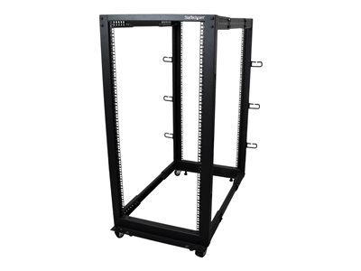  STARTECH.COM  Rack de Marco Abierto con Profundidad Ajustable de 4 Columnas 25U y 19 Pulgadas con Ruedas/Niveladores y Anillas de Gestión de Cableado - Armario Rack Autoportante con Ruedas - (4POSTRACK25U) - rack - 25U4POSTRACK25U