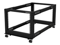 StarTech.com Rack de Marco Abierto con Profundidad Ajustable de 4 Columnas 8U y 19 Pulgadas con Ruedas/Niveladores y Anillas de Gestión de Cableado - Armario Rack Autoportante con Ruedas - (4POSTRACK8U) - rack - 8U