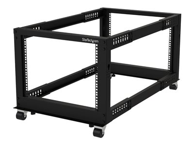  STARTECH.COM  Rack de Marco Abierto con Profundidad Ajustable de 4 Columnas 8U y 19 Pulgadas con Ruedas/Niveladores y Anillas de Gestión de Cableado -4POSTRACK8U