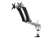 StarTech.com Soporte para Dos Monitores con Brazos Móviles - Apilable - Brazos Intercambiables con Ajuste de Altura por Muelle - kit de montaje - full-motion - para pantalla LCD - negro, plata