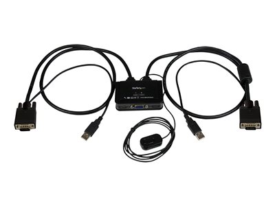  STARTECH.COM  Switch Conmutador KVM de Cable con 2 Puertos VGA USB Alimentado por USB con Interruptor Remoto - conmutador KVM - 2 puertosSV211USB
