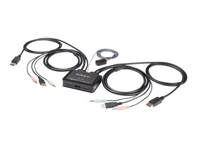  STARTECH.COM  Switch KVM 2 Puertos DisplayPort - DP - con Cables de 1,2m Incorporados - Independiente del OS - con Audio - SV211DPUA4K - conmutador KVM / audio - 2 puertosSV211DPUA4K