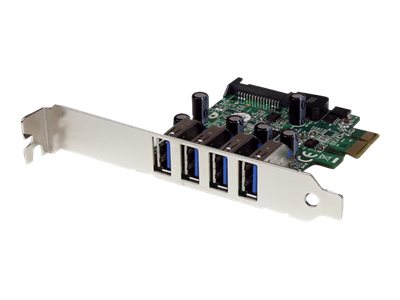  STARTECH.COM  Tarjeta Adaptador PCI Express PCI-E USB 3.0 con UASP de 4 Puertos y Alimentación SATA - Controlador SuperSpeed - 4x USB A - adaptador USBPEXUSB3S4V