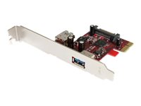 StarTech.com Tarjeta Adaptador PCI Express PCI-E USB 3.0 de 2 Puertos con UASP - Controladora SuperSpeed - 1x Interno - 1x Externo - adaptador USB - PCIe 2.0 - 2 puertos