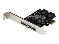 StarTech.com Tarjeta Adaptadora Controladora PCI Express PCIe 2 Puertos eSATA Externos 2 Puertos SATA Internos - SATA III - 6Gbps - controlador de almacenamiento - SATA 6Gb/s / eSATA 6Gb/s - PCIe x1