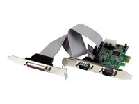 StarTech.com Tarjeta Adaptadora PCI Express PCIe de 2 Puertos Serie y 1 Paralelo RS232 UART 16550 Serial - 2x DB9 Macho - 1x DB25 Macho - adaptador paralelo / serial - PCIe