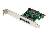 StarTech.com Tarjeta PCI Express de 2 Puertos USB 3.0 con UASP y Alimentación SATA - Adaptador Hub USB SuperSpeed Interno - adaptador USB - PCIe - USB 3.0 x 2