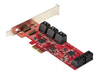StarTech.com Tarjeta PCIe Controladora SATA de 10 Puertos - Tarjeta de Expansión PCI Express SATA - 6Gbps - Perfil Bajo/Completo - Conectores SATA Apilados - ASM1062 sin RAID (10P6G-PCIE-SATA-CARD) - controlador de almacenamiento - SATA 6Gb/s - PCIe 2.0 x2