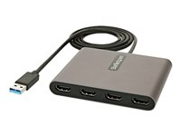 StarTech.com USB 3.0 to 4 HDMI Adapter, External Video & Graphics Card, USB Type-A to Quad HDMI Monitor Display Adapter Dongle, 1080p 60Hz, USB 3.0 to HDMI Adapter/Video Converter, Windows - Multi Monitor Adapter - cable adaptador - HDMI / USB - 1 m