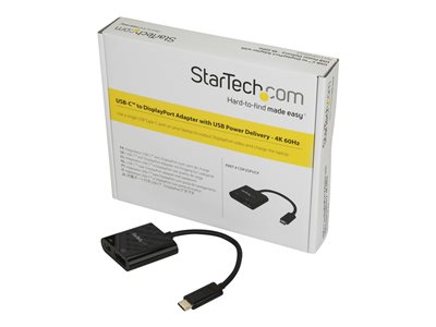  STARTECH.COM  USB C to DisplayPort Adapter with Power Delivery, 4K 60Hz HBR2, USB Type-C to DP 1.2 Monitor/Display Video Converter w/ 60W PD Pass-Through Charging, Thunderbolt 3 Compatible - USB-C Male to DP Female (CDP2DPUCP) - Adaptador DisplayPortCDP2DPUCP