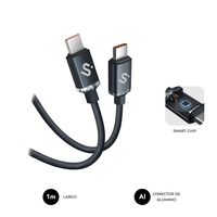 SUBBLIM Cable USB 2.0 Tipo-C Subblim Optimus/ USB Tipo-C Macho - USB Tipo-C Macho/ Hasta 60W/ 480Mbps/ 1m/ Blanco SUBCAB-C06010