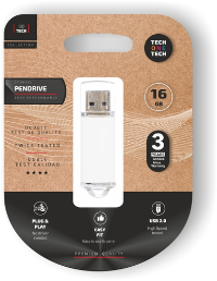 TECH ONE TECH Basic Pendrive 16Gb USB 2.0 Blanco TEC3005-16