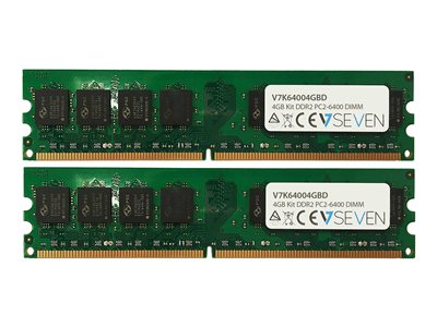  V7  - DDR2 - kit - 4 GB: 2 x 2 GB - DIMM de 240 contactos - 800 MHz / PC2-6400 - sin búferV7K64004GBD