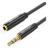 VENTION Cable Estéreo Vention BBZBD/ Jack 3.5 Macho - Jack 3.5 Hembra/ 50cm/ Negro BBZBF