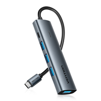 VENTION Hub USB Tipo-C 3.0 Vention TGZHB/ 3xUSB/ 1xUSB Tipo-C PD/ Gris TGZHB